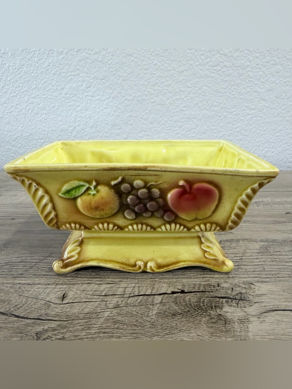 Vintage Relpo Spanish Gold 5736 3D Fruit Yellow Ceramic Pottery Planter 60’s